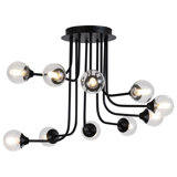 Semi Flush Mount Ceiling Light Fixture 10-light Black Globe Glass Ceiling Lamp Close To Ceiling Light Chandelier