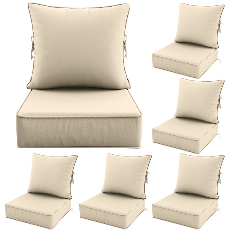 Ensemble de coussins de siège d'extérieur profond - 6,5 po d'épaisseur, coussins de patio antidérapants pour chaises, canapés et canapés