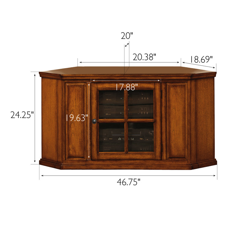 Tucci Solid Wood Corner TV Stand for TVs up to 50", Burnished Oak