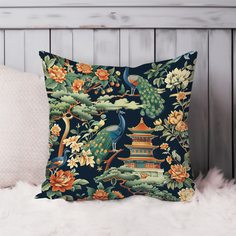 World and Countries Asian Style Peacock Pattern I, 18"H x 18"W