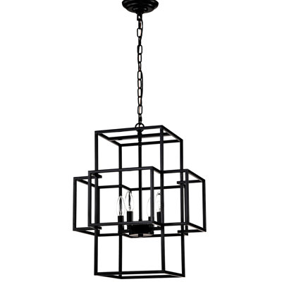 4 - Lanterne suspendue en métal - Style industriel noir mat avec hauteur réglable pour la salle à manger, le couloir, le vestibule, le vestibule