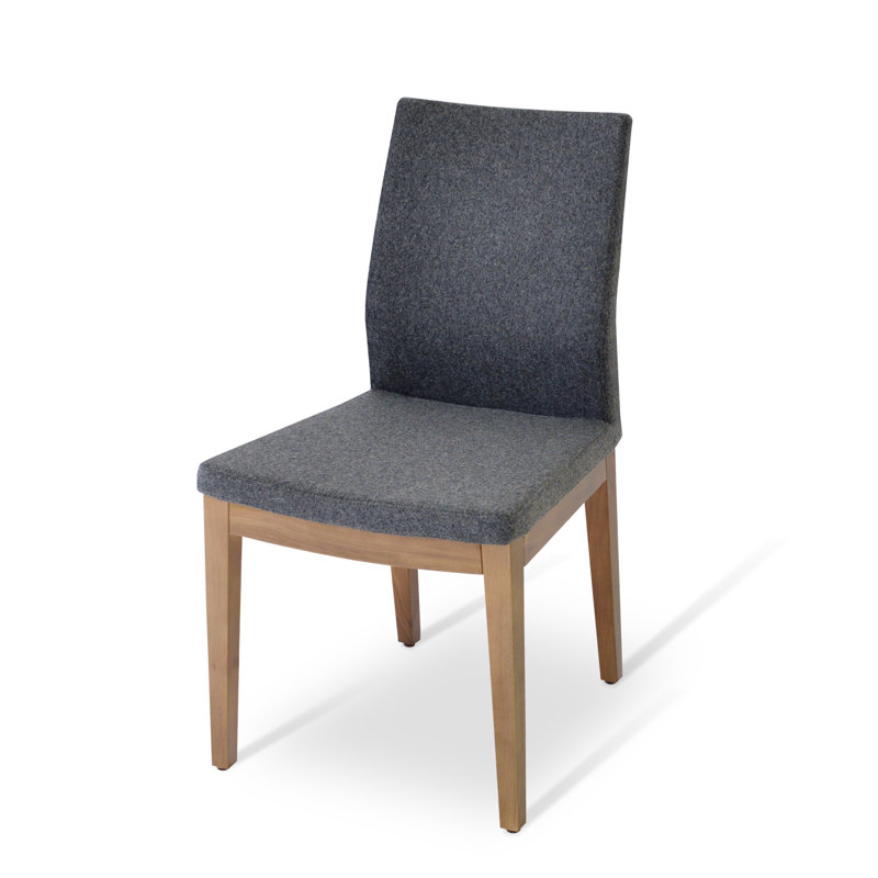 Pasha Wood Dining Chair, Walnut, Black Geniuine Leather