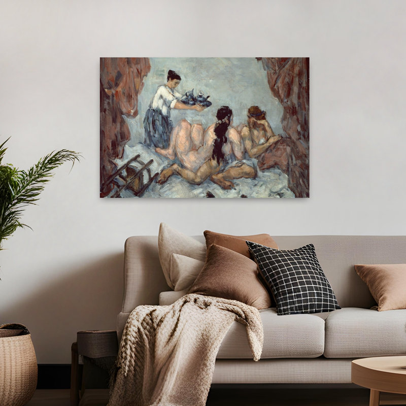 " Afternoon In Naples, 1876-77 Impressionist Abstract Contemporary Wall Art Print " by Paul Cezanne, H 32 po x l 48 po