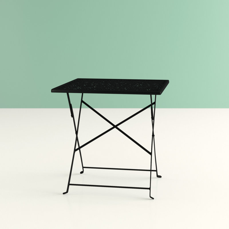 Table de patio pliante carrée intérieure / extérieure en acier de qualité commerciale 28 po, Noir