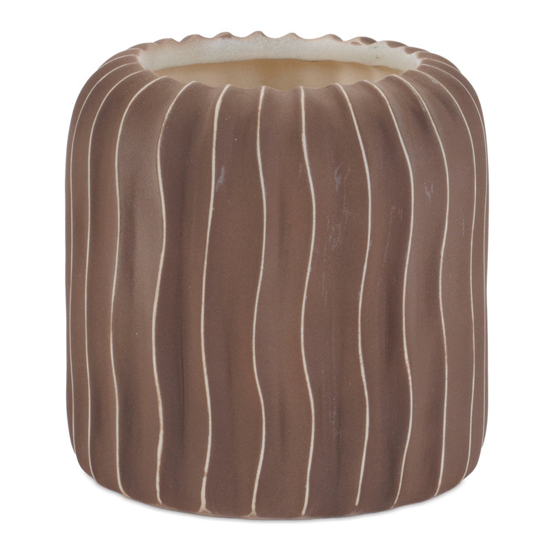 Vase en céramique nervuré ondulé