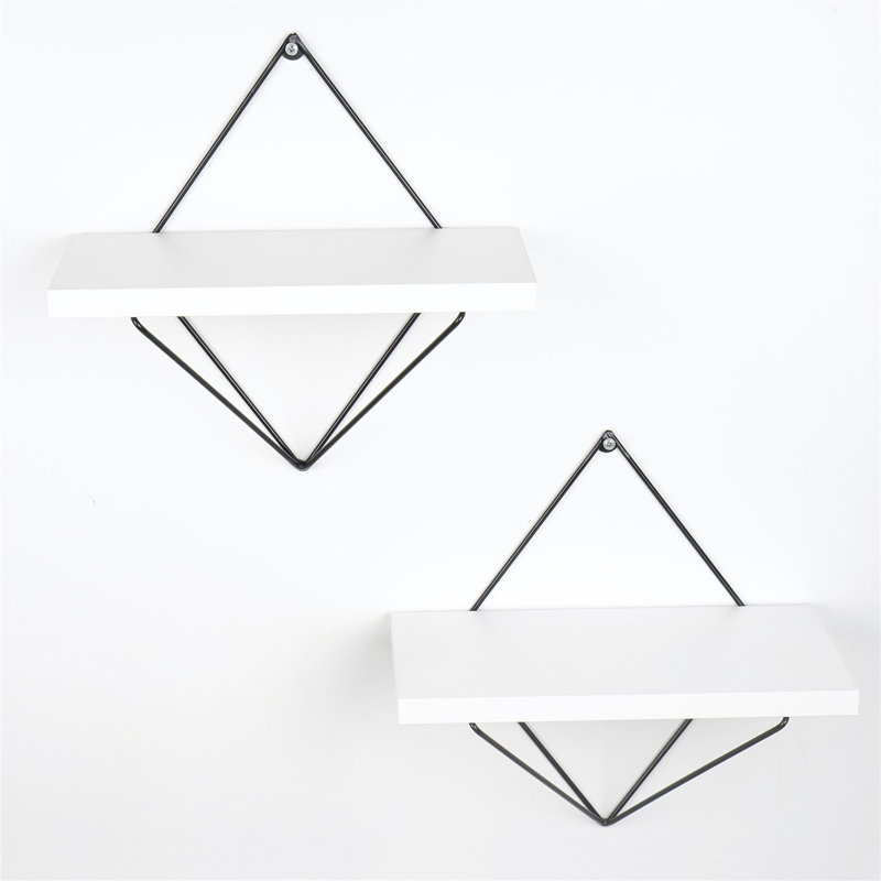 Elegant Decorative Wooden Wall Shelf, Black & White, 11.8 x 11.8 x 5.5 inches | 100% Metal Construction, Holds Up to 11 lbs | Modern Scandinavian Design, Perfect for Home Décor & Organization