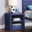 Table de chevet en métal bleue pour chambre à coucher - Étagère ouverte de style moderne