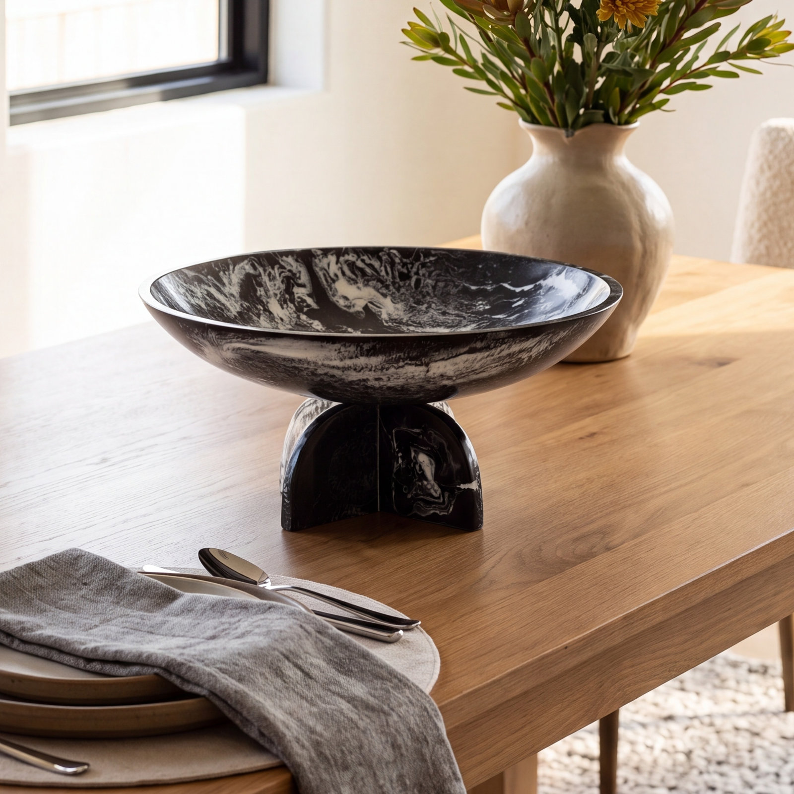 Lucente Black and White Fruit Bowl
