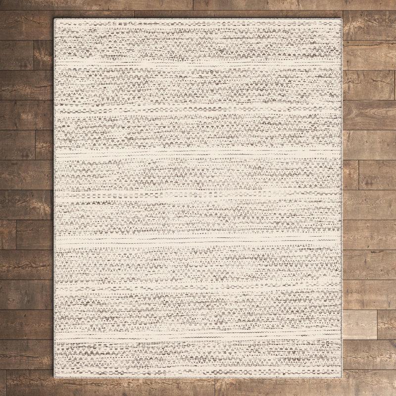 Tapis en laine crème et noir à motif de chevron tissé à plat Sylvie, Rectangle 5 pi x 7 pi 6 po