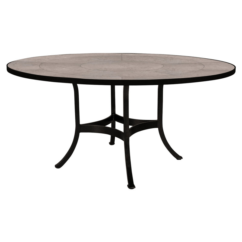 Outdoor Round Dining Table, 54" W x 54" L x 29.5" H, Summit Gray, Carbon Black