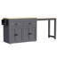 Îlot de cuisine gris à 4 portes avec rangement et table extensible