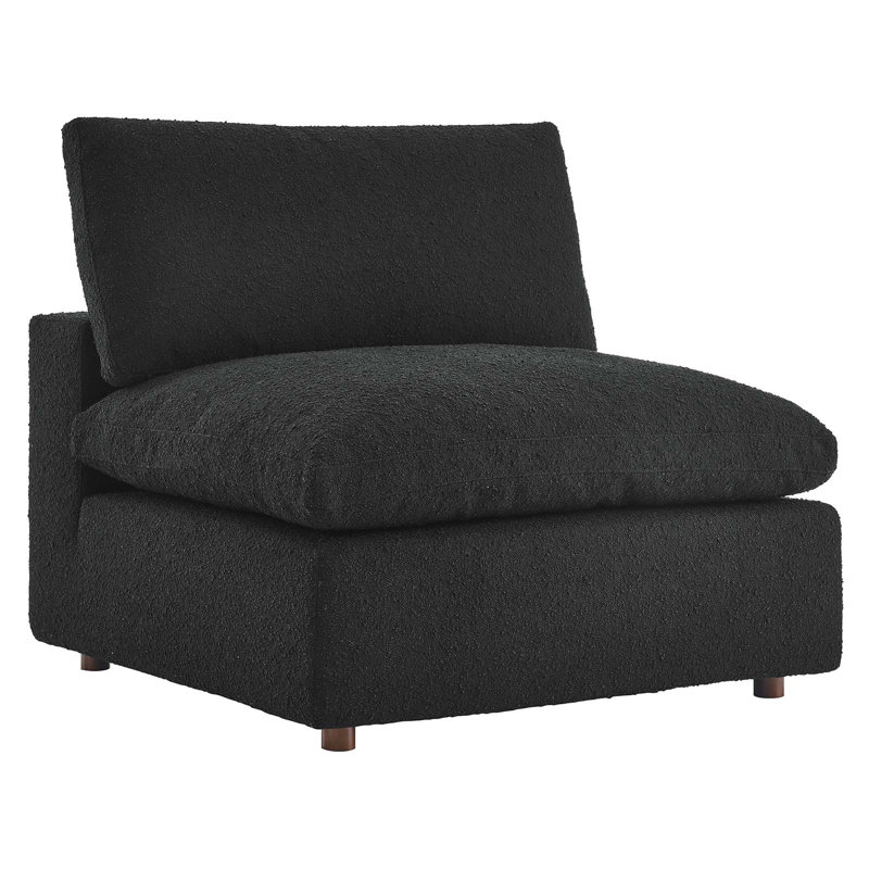 Modway Commix Down Filled Overstuffed Boucle Fabric Armless Chair, Black