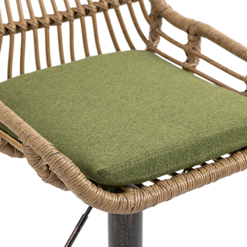 Swivel Upholstered Adjustable Height Counter Stool, Green