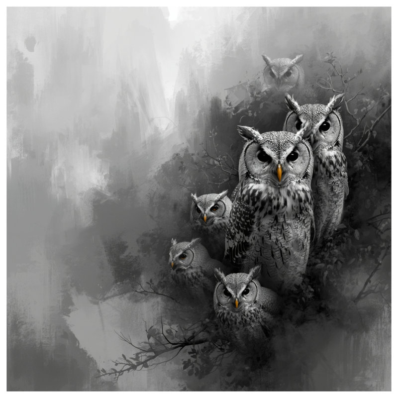 Rideaux Group, Owls, 50" x 80" - 1 Panel, Transparent