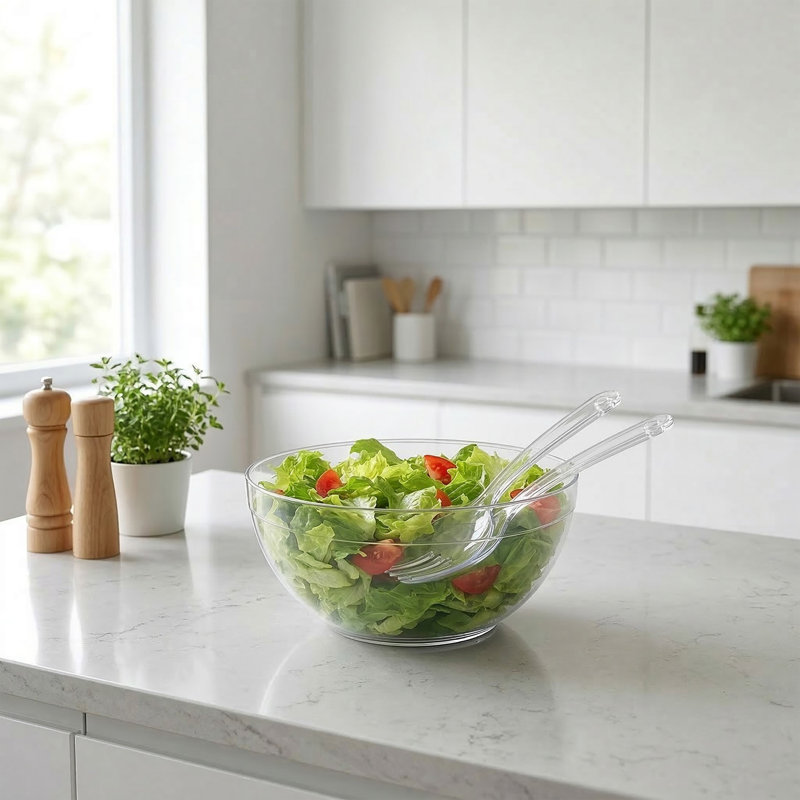  Grande assiette à salade en plastique transparent 5500 ml | Contenant jetable Crystal Clear | Articles de traiteur pour fêtes