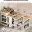 Îlot de cuisine extensible, armoire double face de 59,5 po de long, 2 tiroirs, prise de courant, compartiment de rangement latéral, blanc, extension 10,2 26 41,8 po, tablettes réglables, mécanisme de verrouillage en métal, mobile-133535592-133535594-133535595