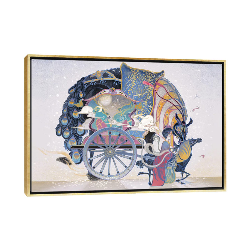 «She Has a Secret» par Sija Hong - reproduction d'art, H 26 po x l 40 po x 1,5 po, Toile encadrée d'or, Pas de tapis