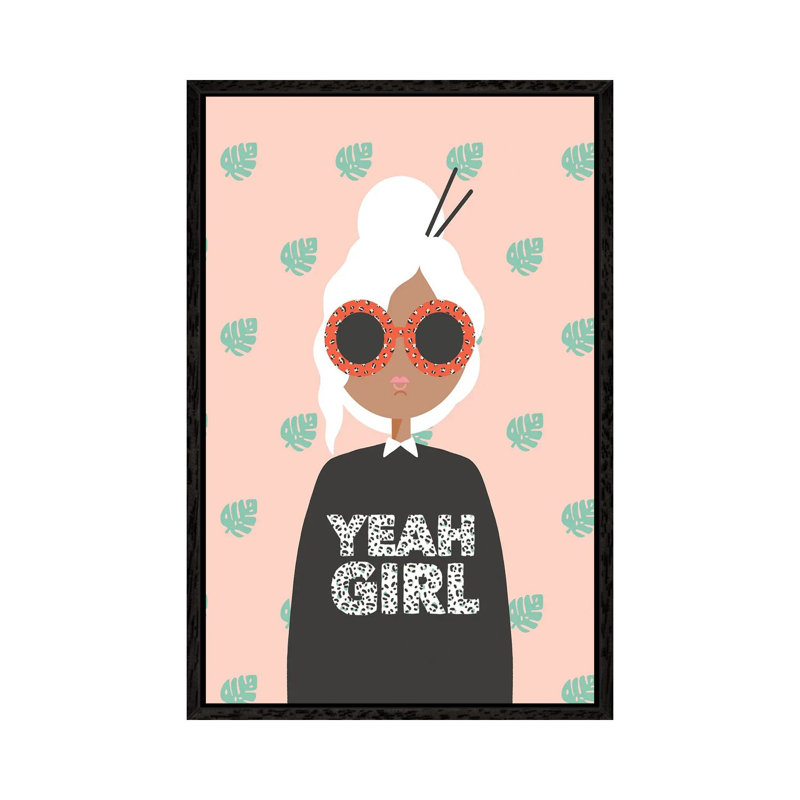 Yeah Girl 1 Piece Wall Art on Canvas, 66.04 cm H x 45.72 cm W, Black Framed