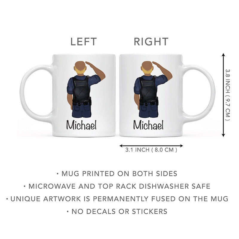 Tasse à café personnalisée, Jaune / homme, agent de police 1, Oui