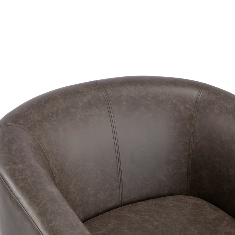 Fauteuil demi-tonneau pivotant en similicuir, Marron foncé