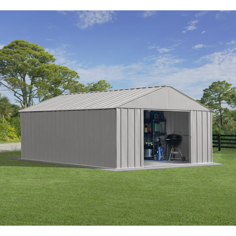 17 ft. Flute Grey Galvanized Steel Storage Shed