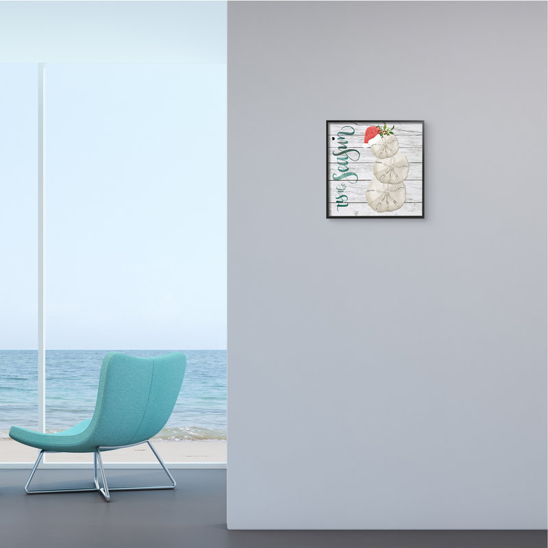 Traduction libre «Tis The Sea Sun», H 12 po x l 12 po x P 1,5 po, Giclée encadrée noir minuit