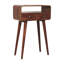 Mini console en bois incurvé caramel miel, 2 tiroirs, fente ouverte, pieds nordiques, brun