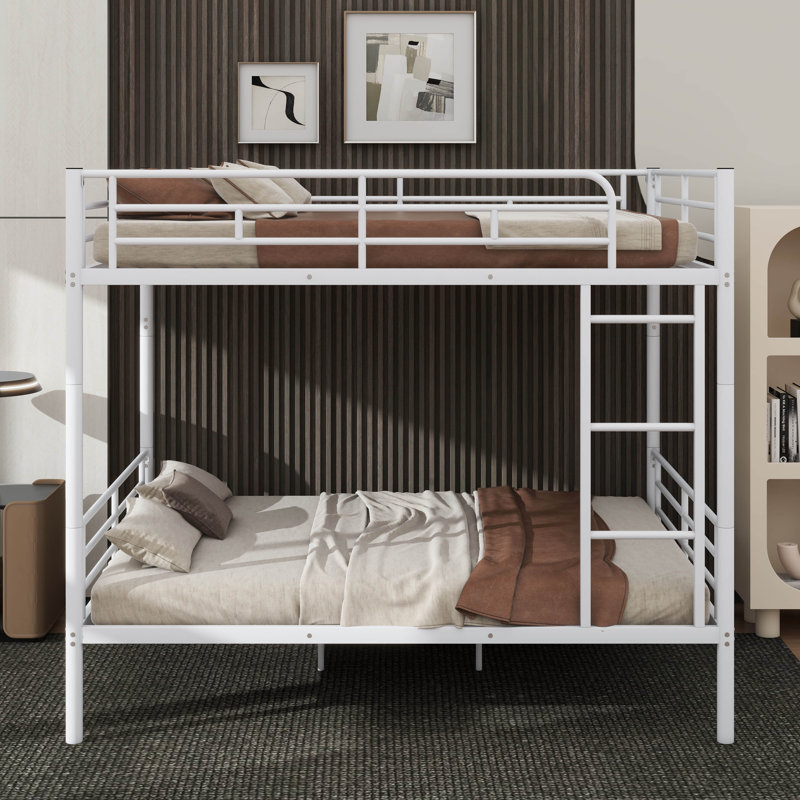 Roomy Full-Size Metal Bunk Bed, White