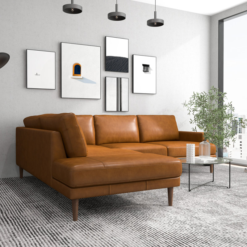 Canapé modulaire en cuir véritable Amarra, Face à la gauche