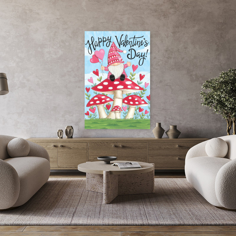 Art de printemps fantaisiste gnome de la Saint-Valentin, H 48 po x l 32 po