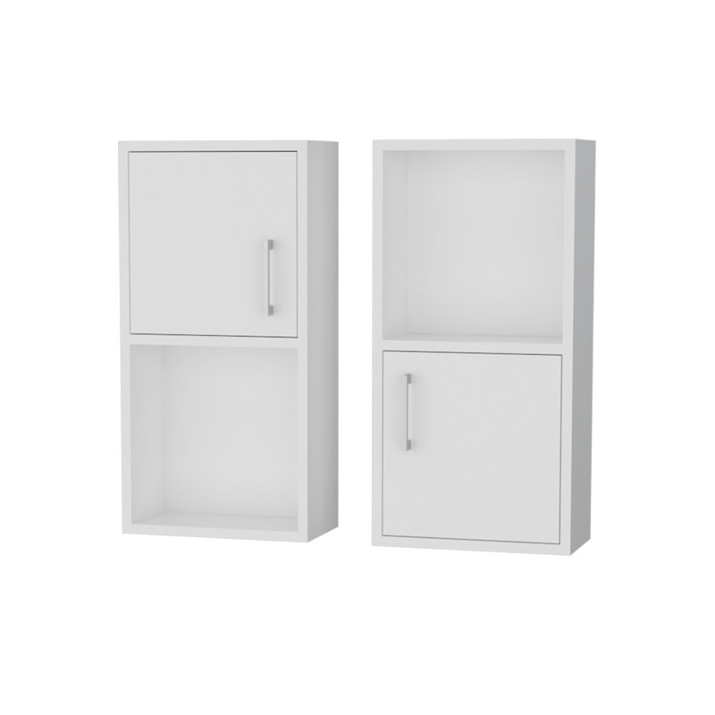 2 armoires à pharmacie blanches avec tablette ouverte