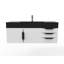 Meuble-lavabo mural simple 48 po avec comptoir à surface solide - base blanche, plateau noir, poignées noires-435453705-508816256-508761507