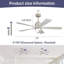 Ventilateur de plafond 52 po à pales en bois massif à intensité variable avec lumières et télécommande-1642541694