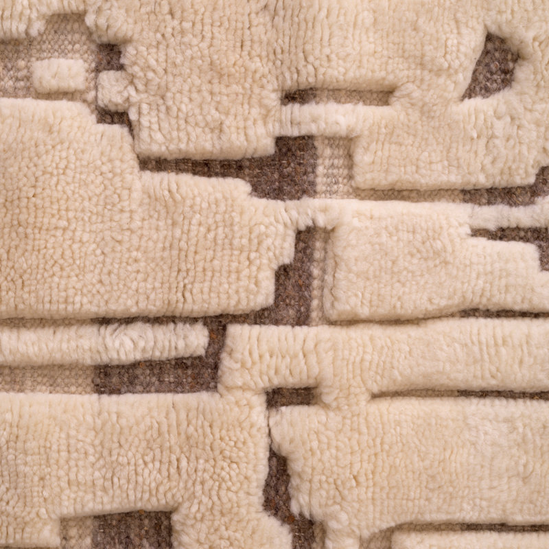 Eminence Hand Knotted Wool Abstract Area Rug in Beige/Ivory, Rectangle 9'10.11" x 13'1.48"