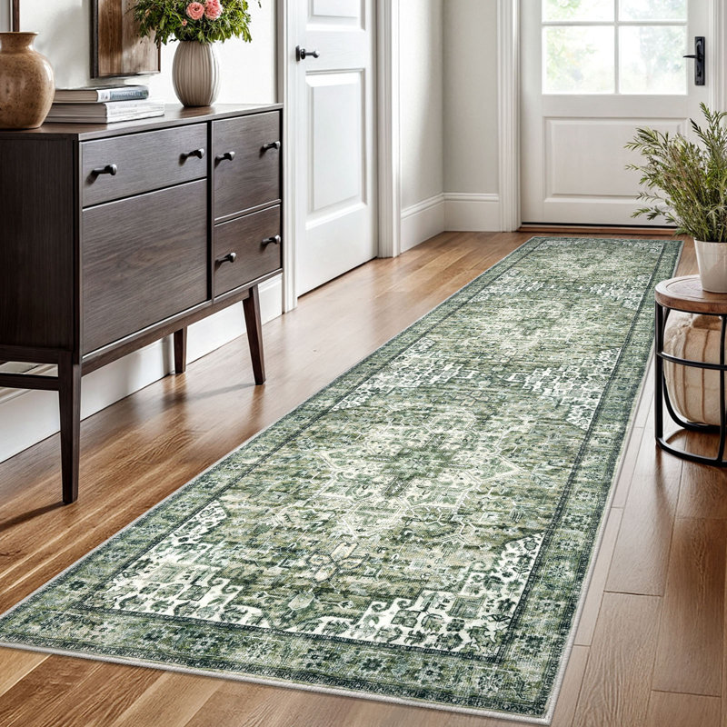 Tapis verts lavables antidérapants, Tapis de couloir 2 pi 7 po x 10 pi