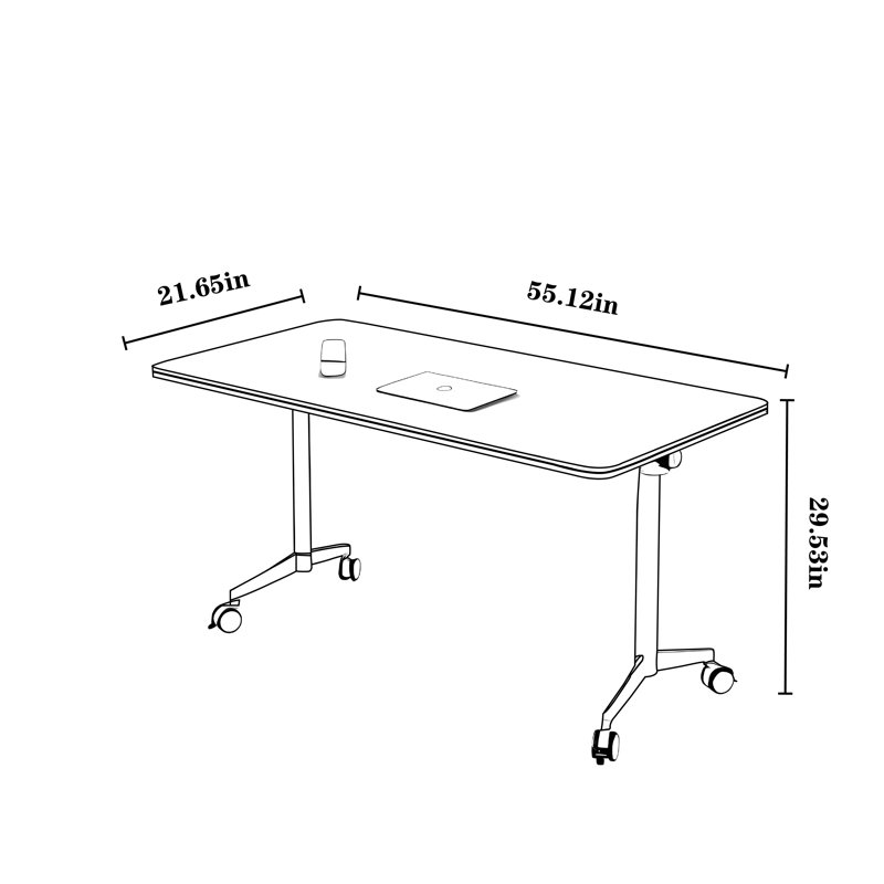 Table de conférence / formation pliable et mobile., H 29,53 po x L 55,12 po x l 21,65 po