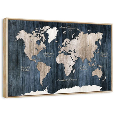 Aged Wooden World Map
