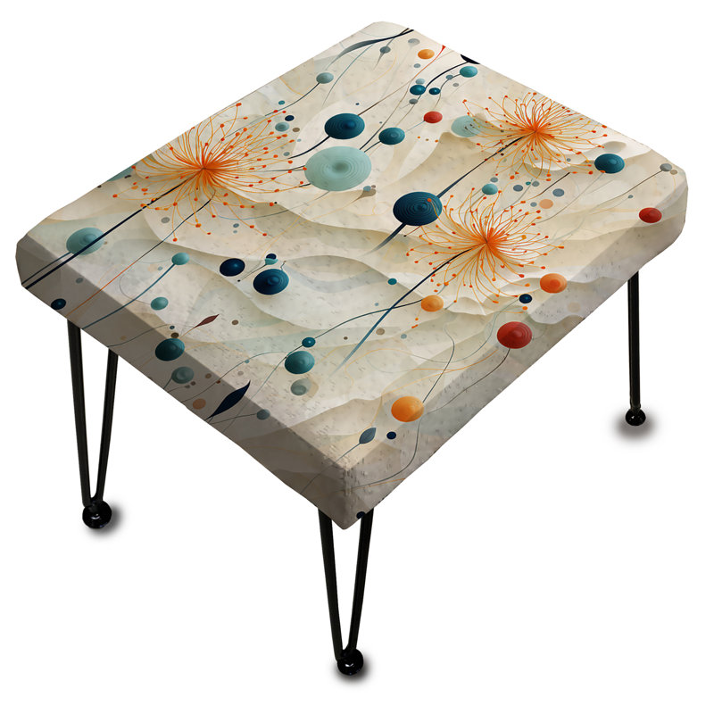 «Atnant Stillness Of Floral Spheres Gardens» - Repose-pieds rectangulaire floral