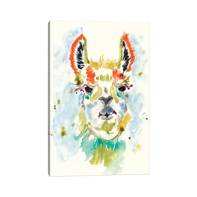 Hi-fi Llama I by Jennifer Goldberger - Wrapped Canvas Painting, 20.32 cm H x 30.48 cm W
