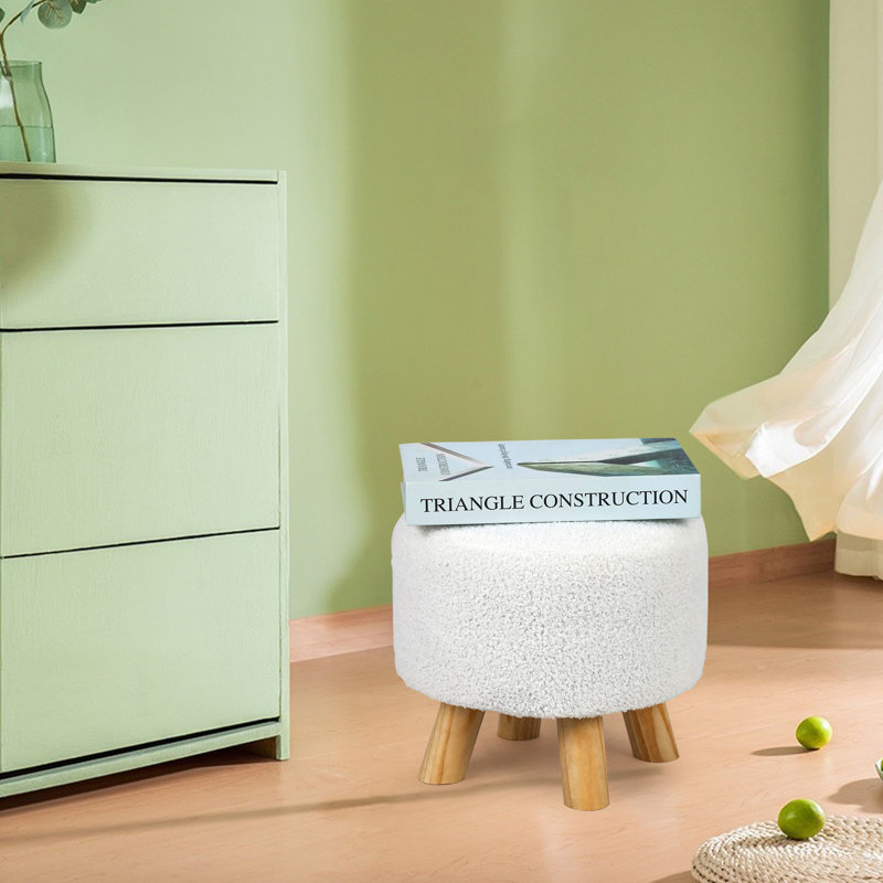 Cenka Upholstered Ottoman, White 100% Polyester