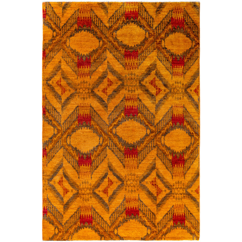 Overdyed Hand-Knotted Wool Modern-Contemporary Red Area Rug 6' 1" x 9' 2"