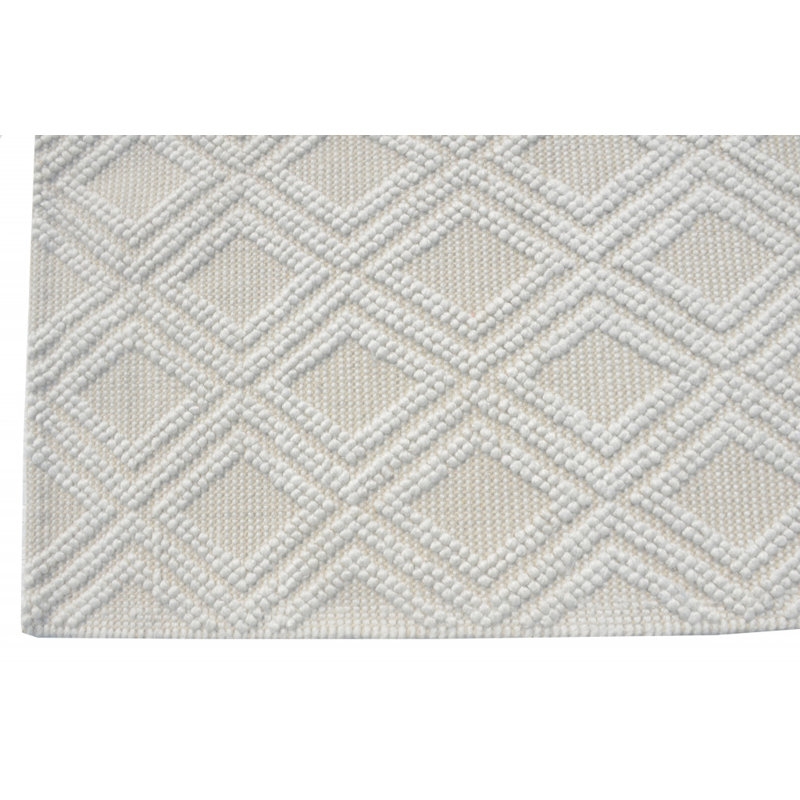 Tapis ivoire à motif de losanges moderne, Rectangle 6 pi x 9 pi