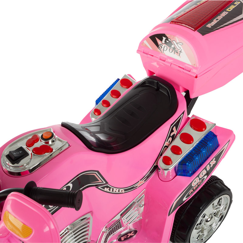 Pink 6-Volt Motorized Kids Motorcycle with Lights and Sounds