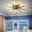 Ventilateur de plafond à bande droite géométrique avec lumières, 3 couleurs, 6 vitesses, ventilateur de profil bas avec lumière, (noir)