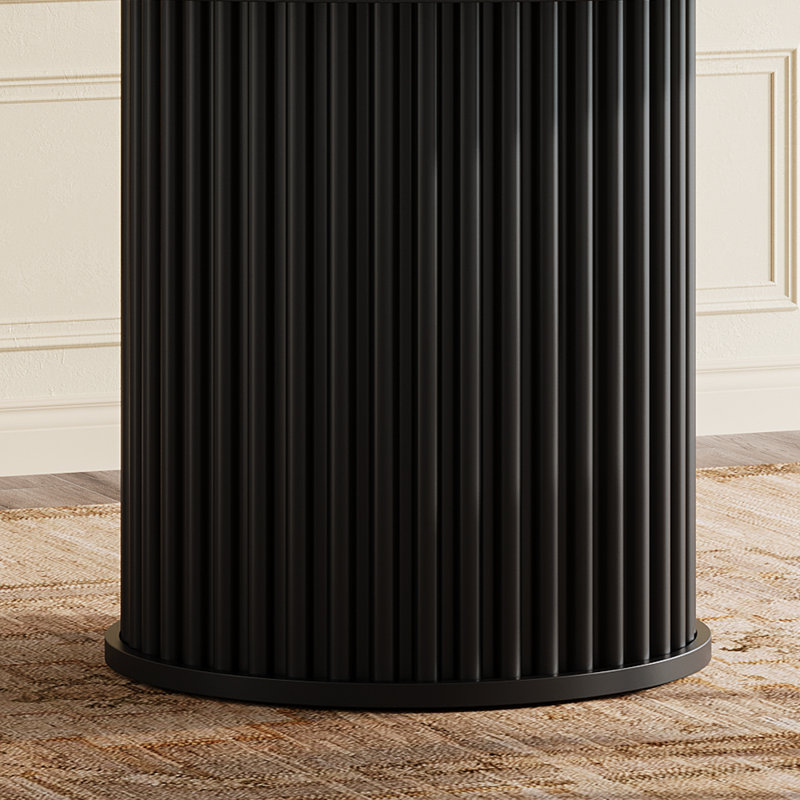 Round Dining Table, Black, Black