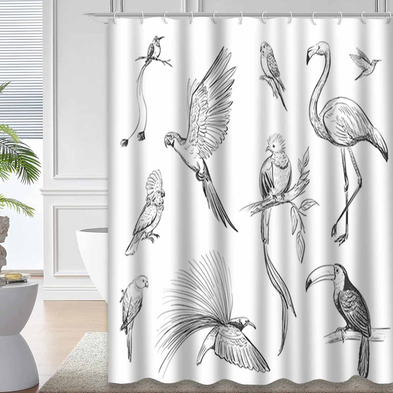 Rideau de douche Sketches Exotic Rainforest Birds, L 72 po x l 84 po
