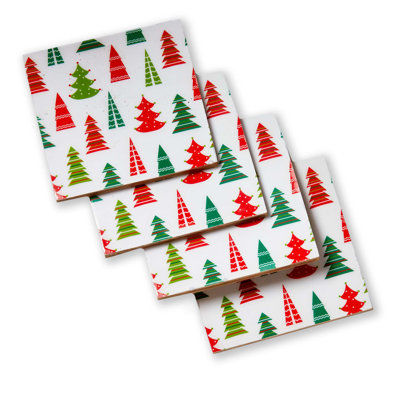 Cheerful Tree Coaster Set of 4 Christmas