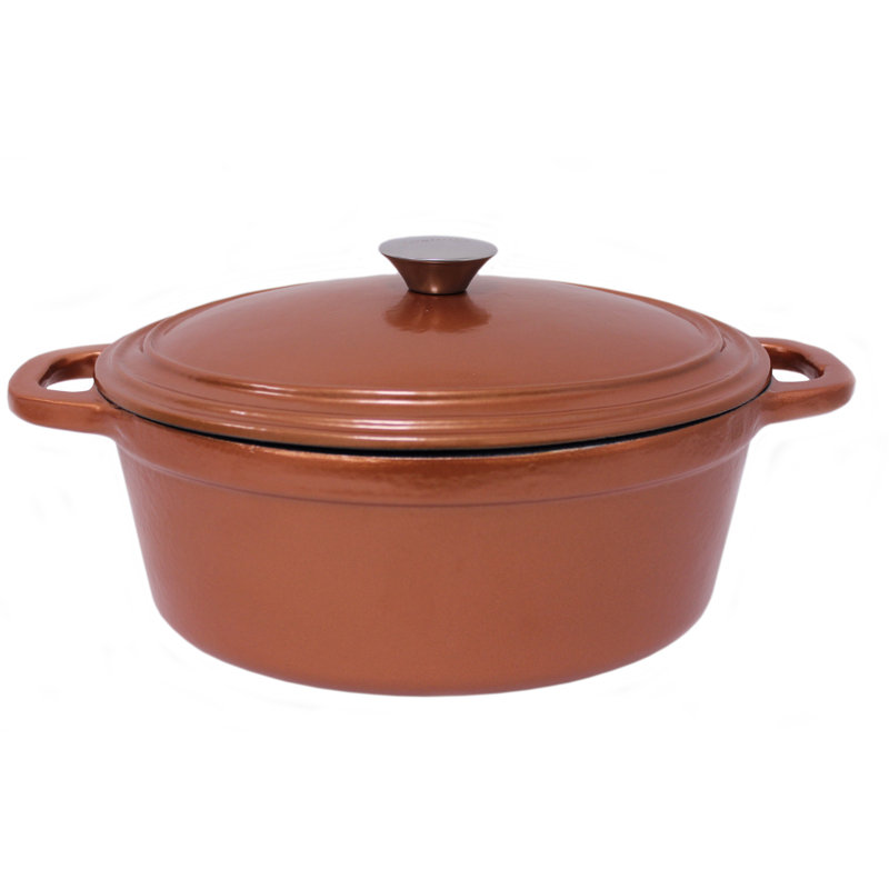 Cocotte ovale en fonte Branyan, Rose, 8 pte