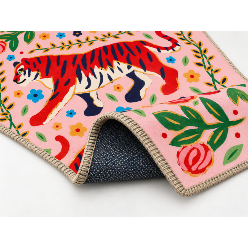 Tapis intérieur / extérieur rose Isla, Rectangle 2 pi 6 po x 5 pi