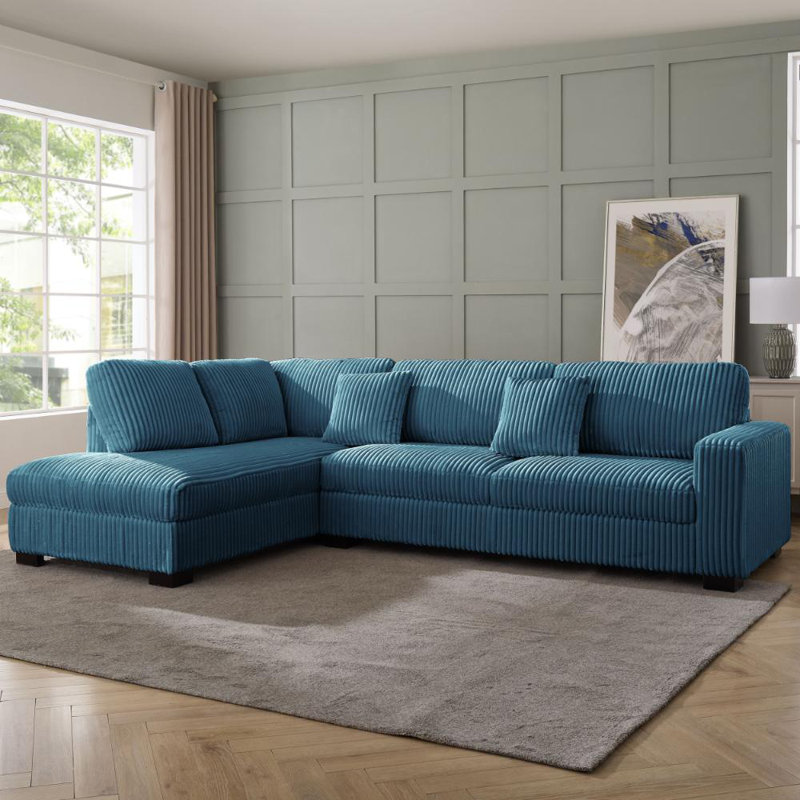 Tristan Corner Sofa, Grey Chenille, Left Hand Facing